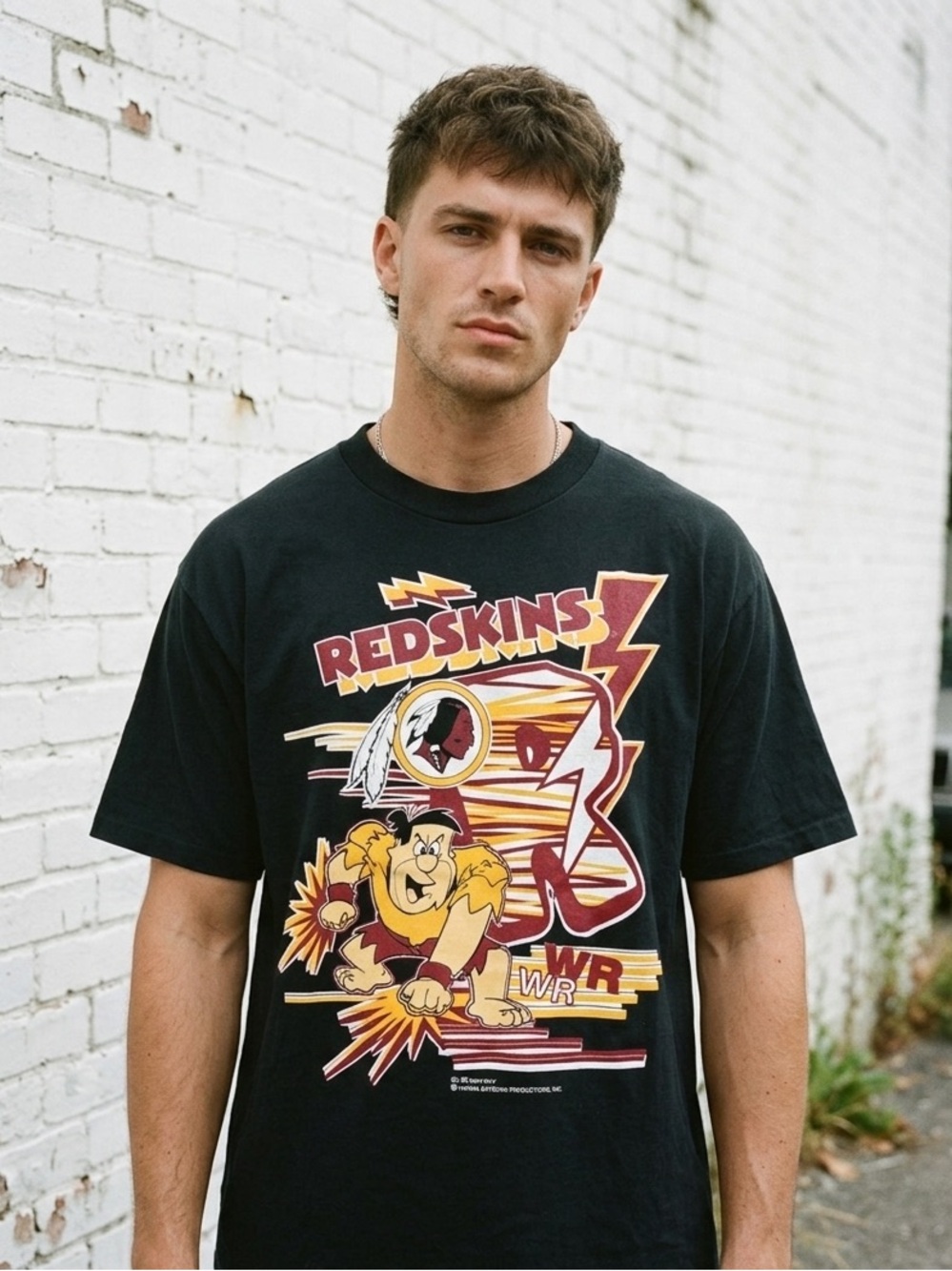 Vintage 1994 90s Washington Redskins × Hanna Barbera Flintstones Shirt XL VTG